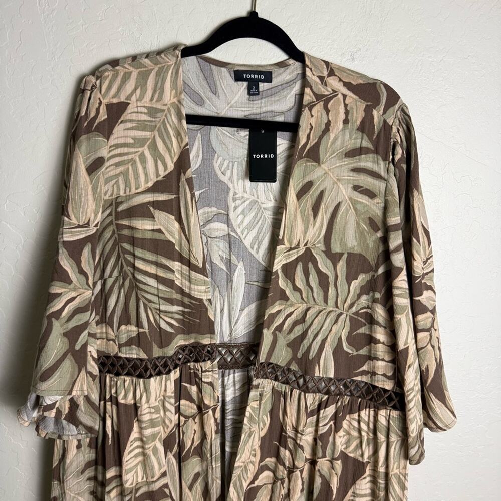 Torrid Brown Tropical Washable Gauze Maxi Kimono 2X NWT 43805675 - Picture 14 of 15